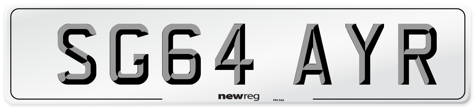 SG64 AYR Number Plate from New Reg